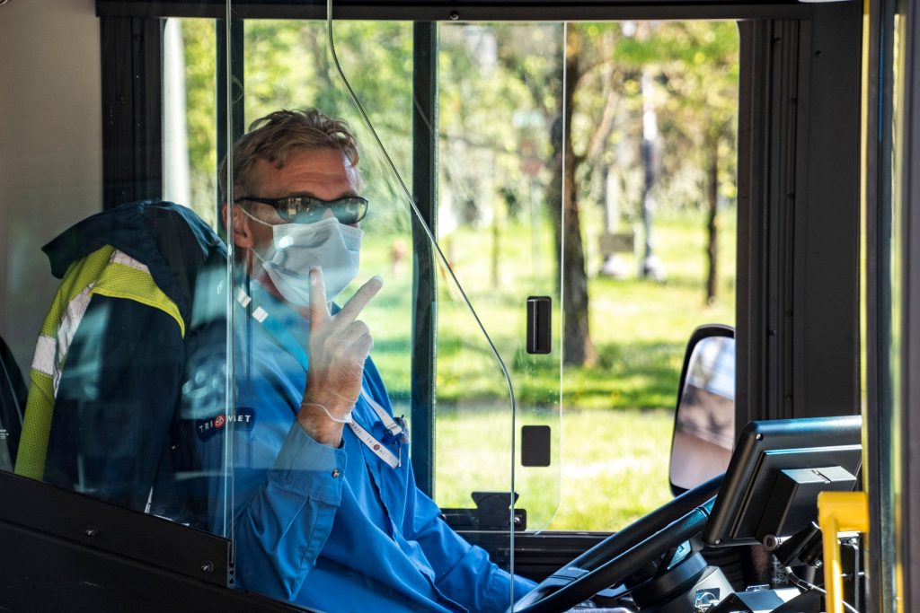 TriMet bus driver with operator safety panel TriMet Blog