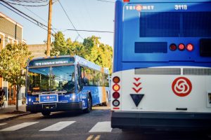 Two TriMet buses