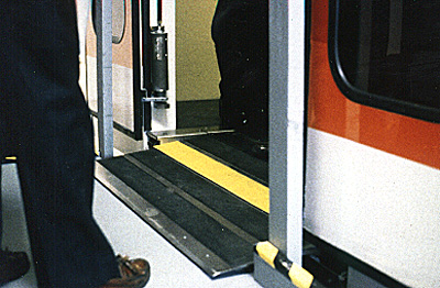 A ramp onto a low-floor Type 2 MAX car